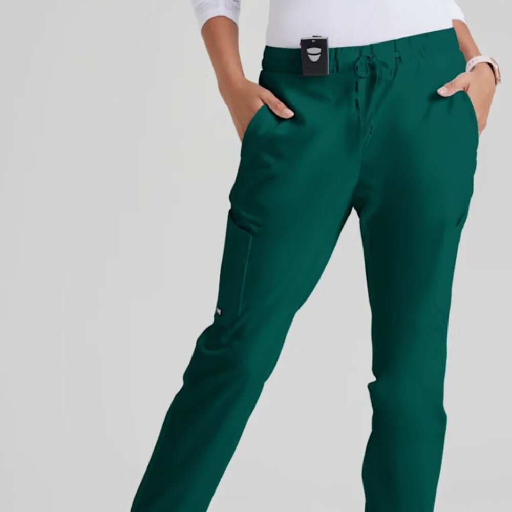 Grey's Anatomy | Women's 5 Pocket Cargo Jogger Hunter Green Scrub Pants | Medium
